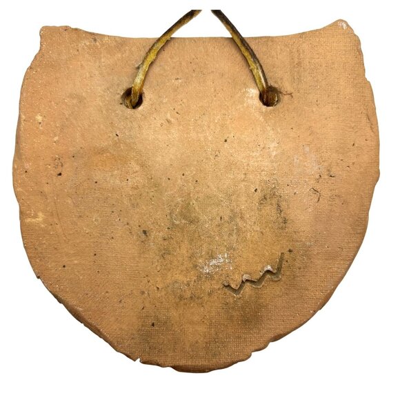 3 Handmade Art Pottery Owl Wall Hangings Rustic Textures Natural Tones Signed - Picture 4 of 10